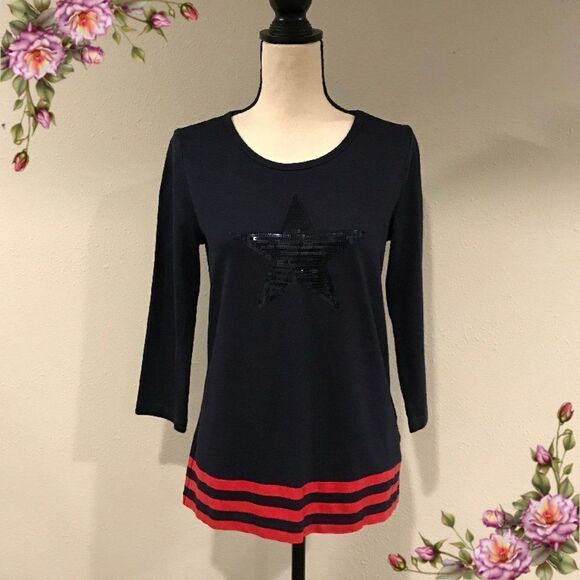 Tommy Hilfiger Tops - Navy blue sequin star top